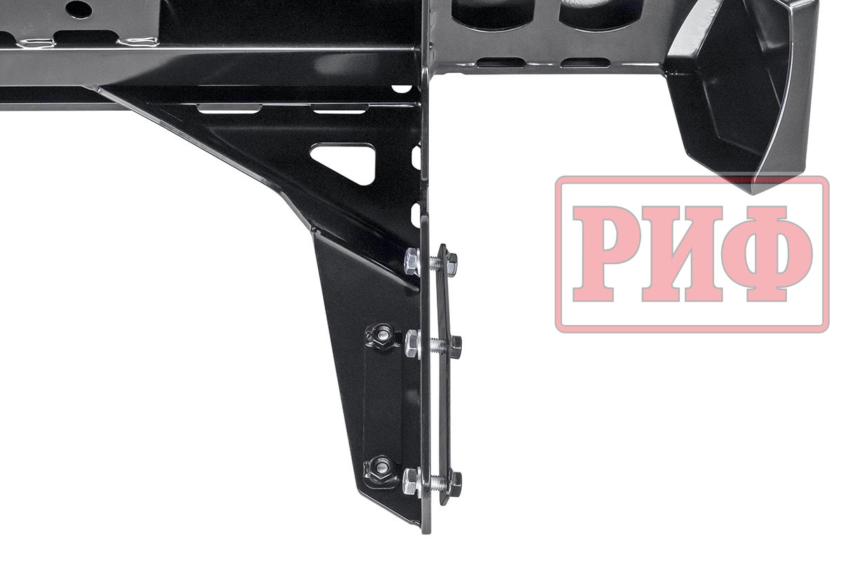 картинка Бампер задний РИФ Mitsubishi L200 2019+ с квадратом под фаркоп и фонарями