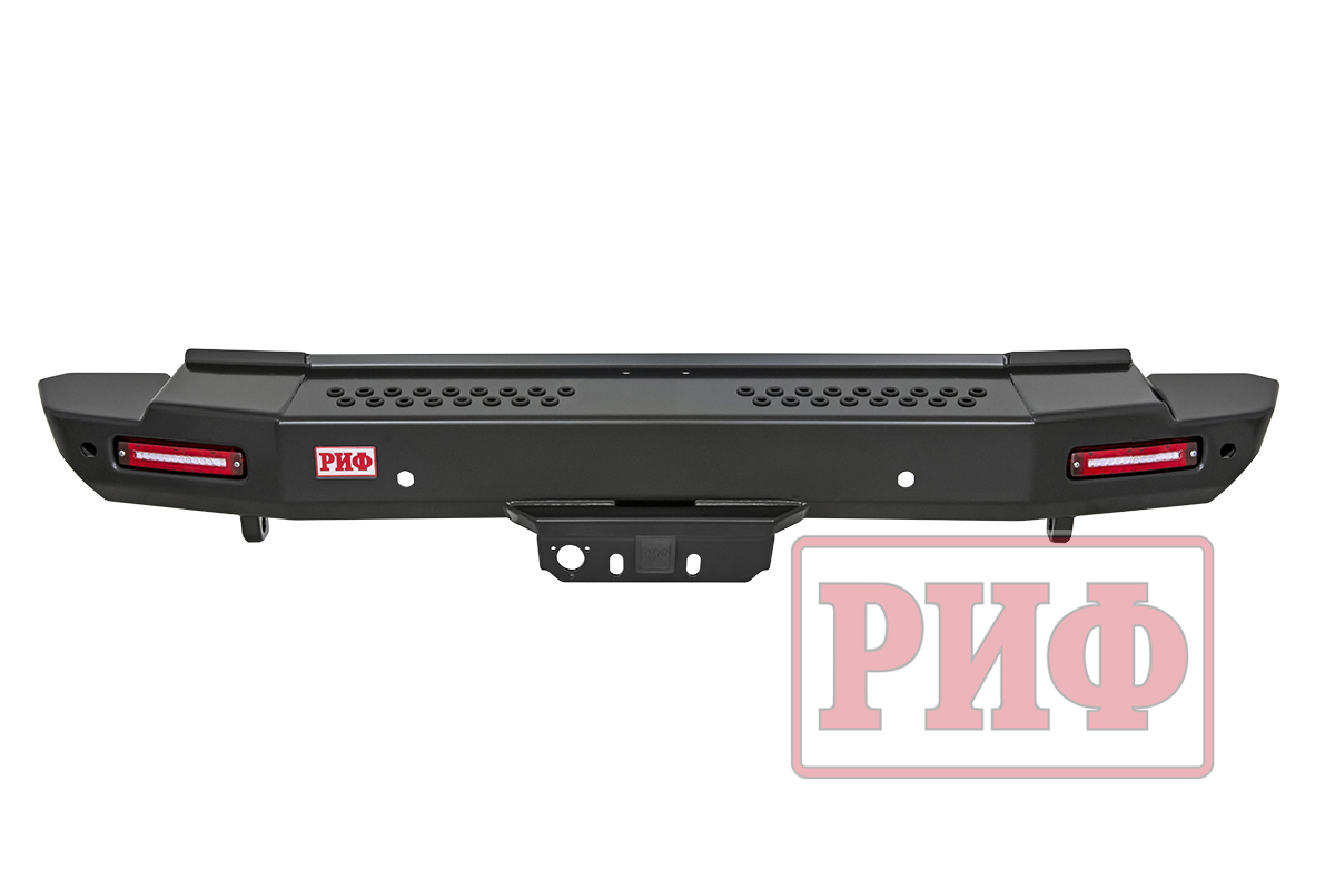 картинка Бампер задний РИФ Toyota Land Cruiser 200 2007-2012 с квадратом под фаркоп и фонарями