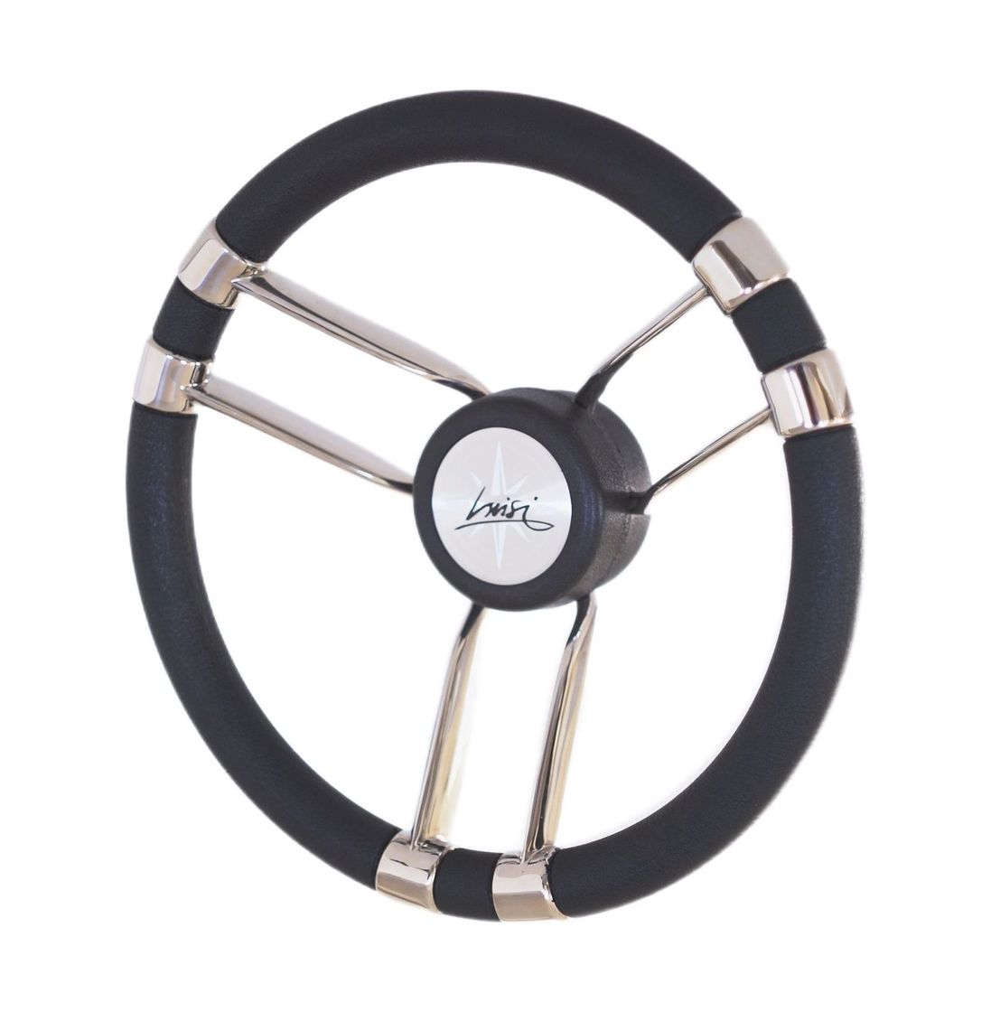 картинка Рулевое колесо NESEA обод черный, спицы серебряные