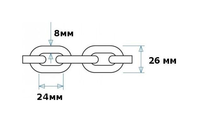 картинка Цепь якорная нержавеющая 8 мм, DIN766