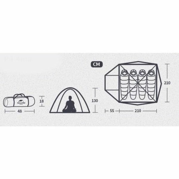 картинка Палатка Naturehike 210T65D  NH18Z022-P трехместная голубой, 6927595729632