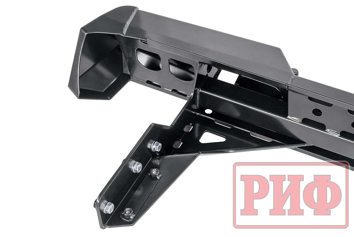 картинка Бампер задний РИФ Mitsubishi L200 2019+ с квадратом под фаркоп и фонарями