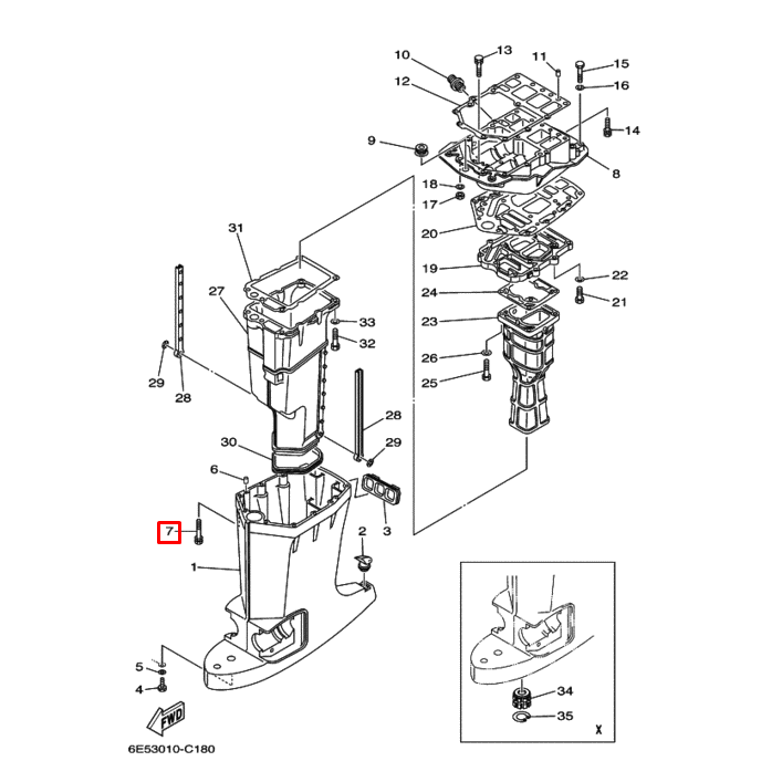 Болт с шайбой Yamaha 115-250 (90119-08M78;90119-08078) (Yamaha)