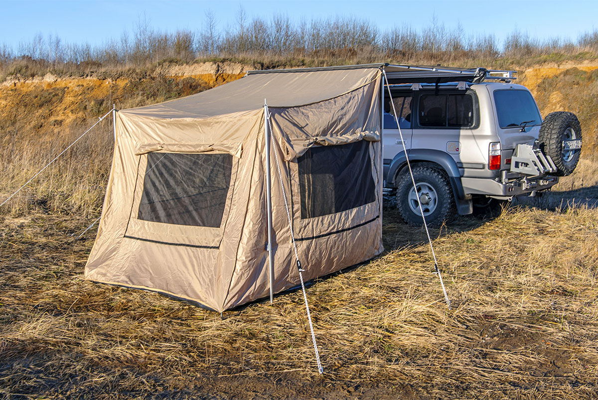 картинка Палатка с автомобильным тентом-маркизой, солнцезащитная РИФ  2х2 м 