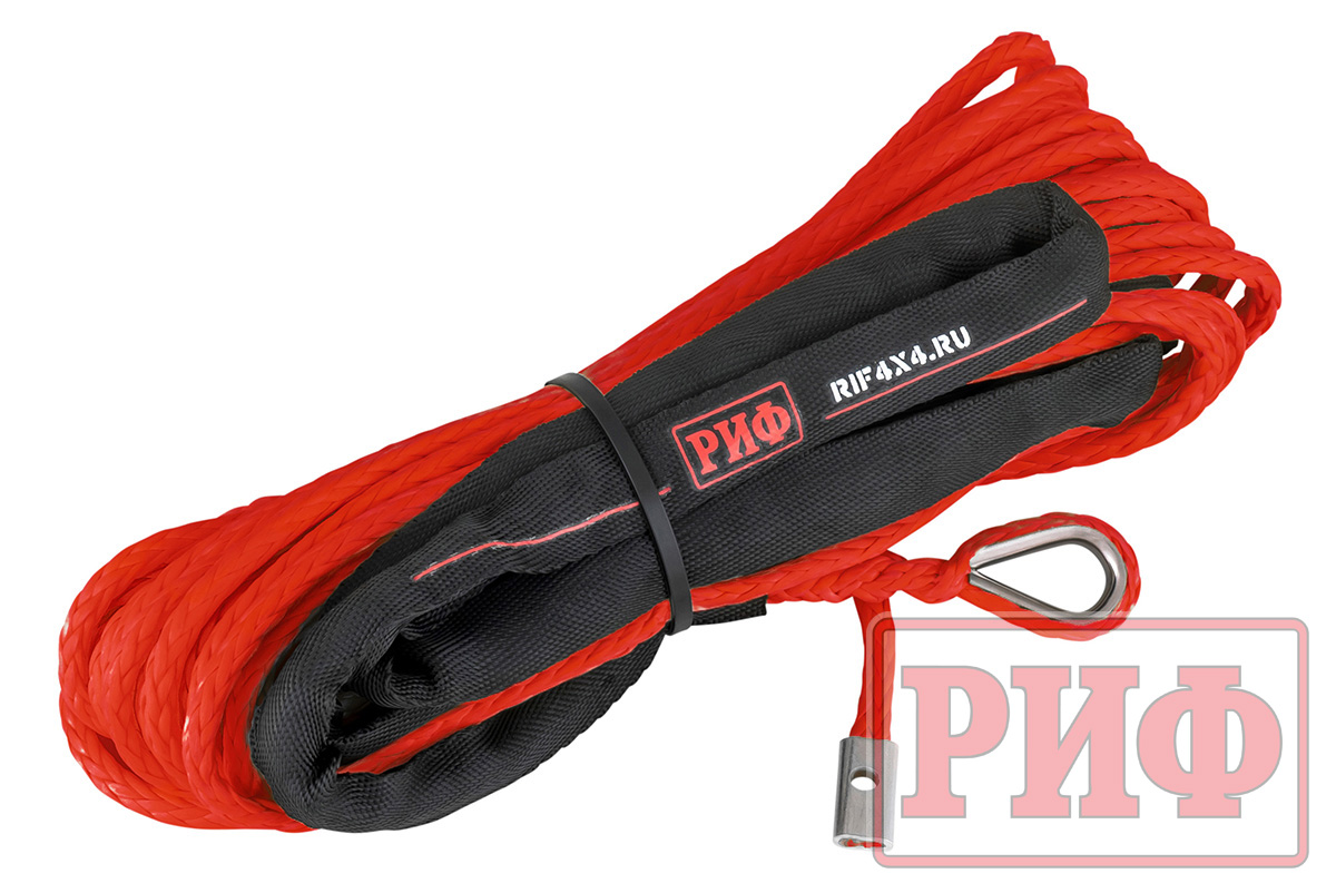картинка Трос для лебёдки синтетический РИФ 6 мм/15 м, красный