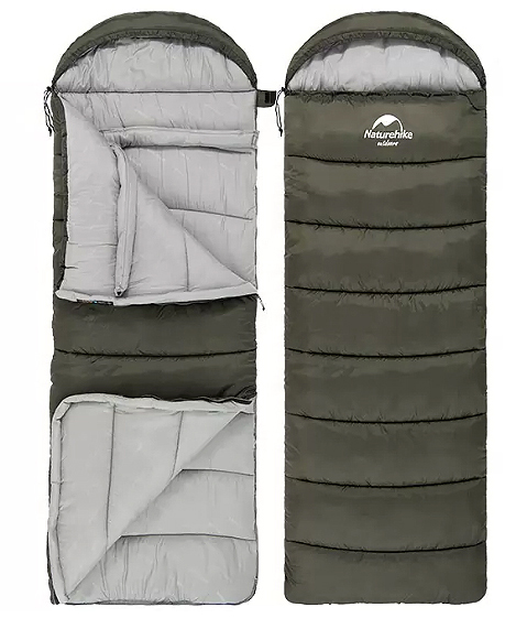 Мешок спальный Naturehike U150, 220х75 см, (ТК: +11C), (левый), темно-зеленый