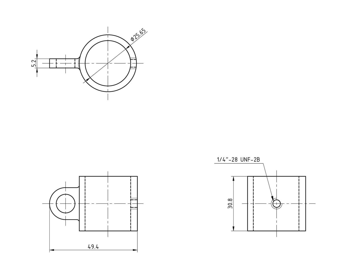 картинка Кронштейн леера 1" (25,4 мм) скользящий с петлей