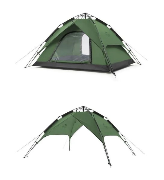 картинка Палатка Naturehike 3-местная, быстросборная, алюминиевый каркас, серо-зеленая