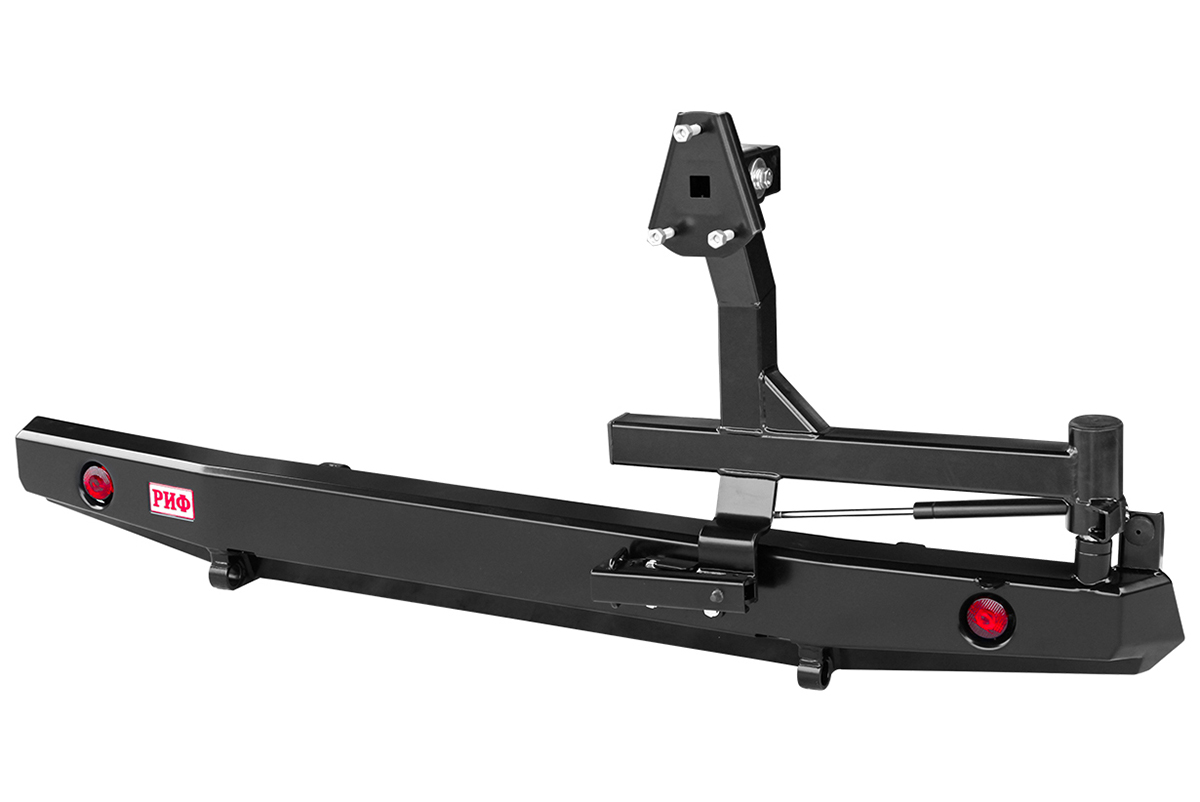 картинка Бампер задний РИФ УАЗ Буханка без квадрата под фаркоп, с калиткой и фонарями, стандарт