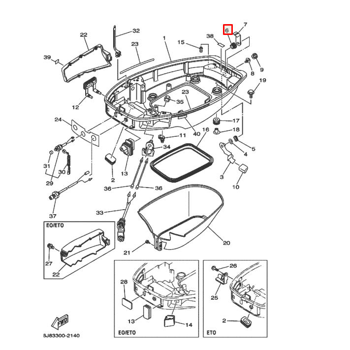 Втулка зажима капота Yamaha 25-30 (90386-12M61) (Yamaha)
