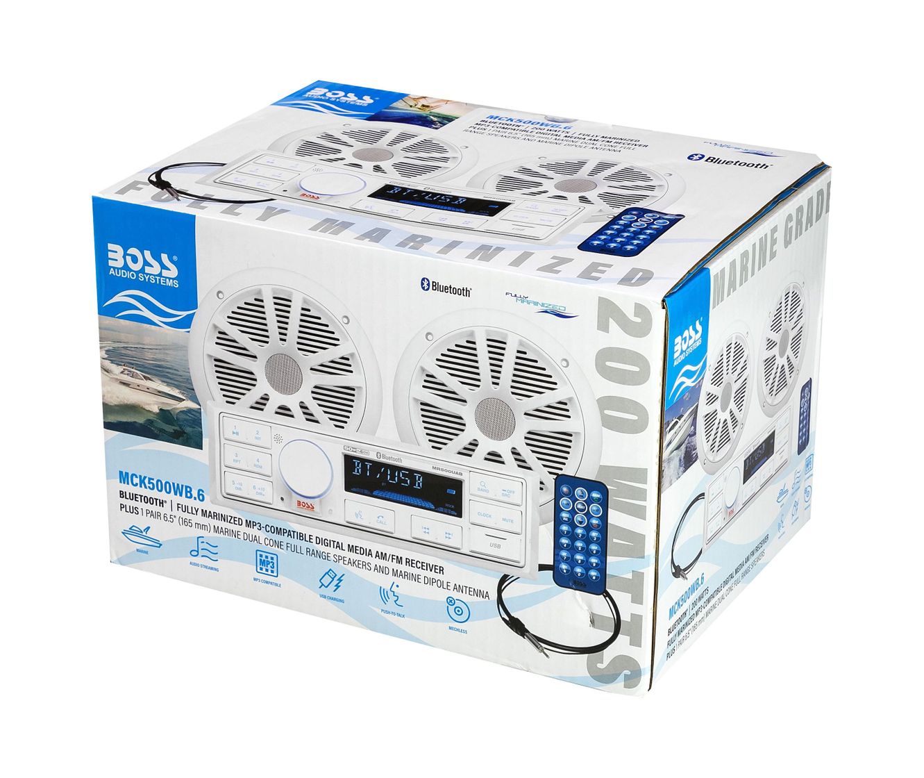 Морская акустика 1DIN BOSS MCK500WB.6 (комплект2)