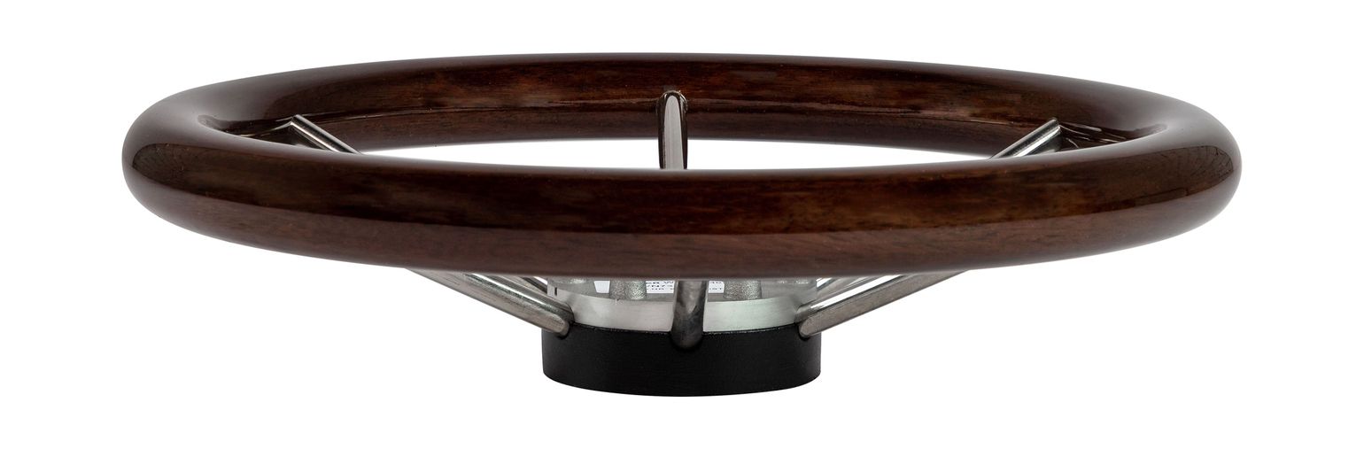 картинка Рулевое колесо LEADER WOOD деревянный обод серебряные спицы д. 340 мм