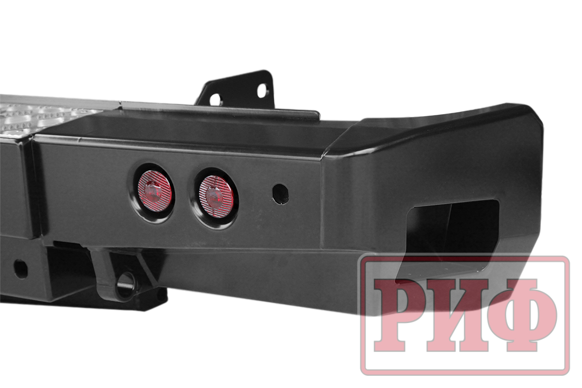 картинка Бампер задний РИФ для Toyota Tundra 2007+ с площадкой под лебёдку, квадратом под фаркоп и фонарями