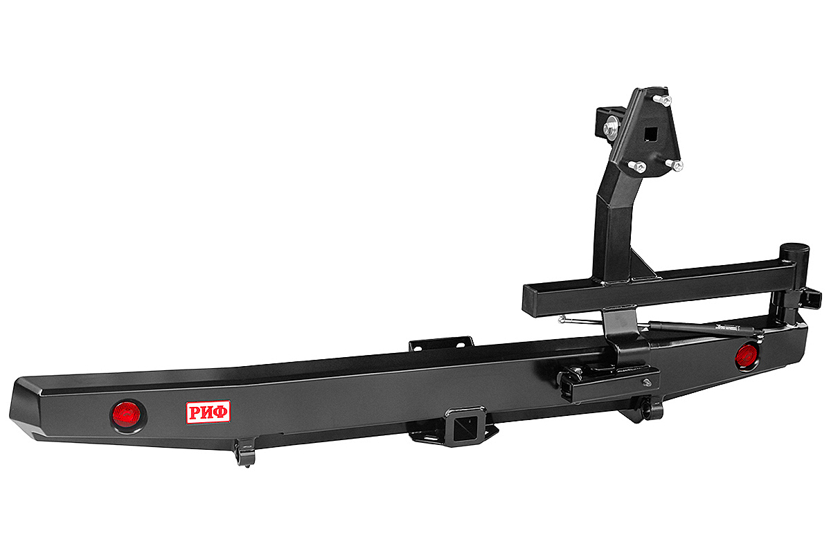 картинка Бампер задний РИФ УАЗ Буханка с квадратом под фаркоп, калиткой и фонарями, стандарт