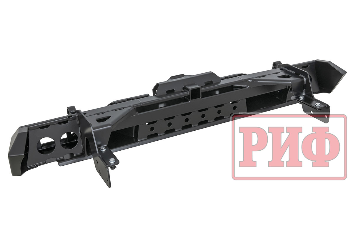 картинка Бампер задний РИФ Isuzu D-MAX с квадратом под фаркоп и фонарями, стандарт