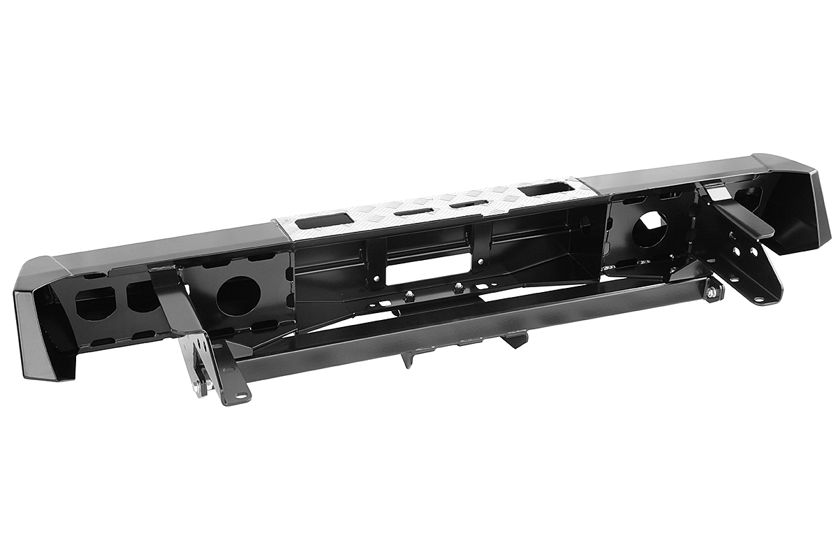 картинка Бампер задний РИФ для Nissan Navara D40 2005-2010 с площадкой под лебёдку и квадратом под фаркоп