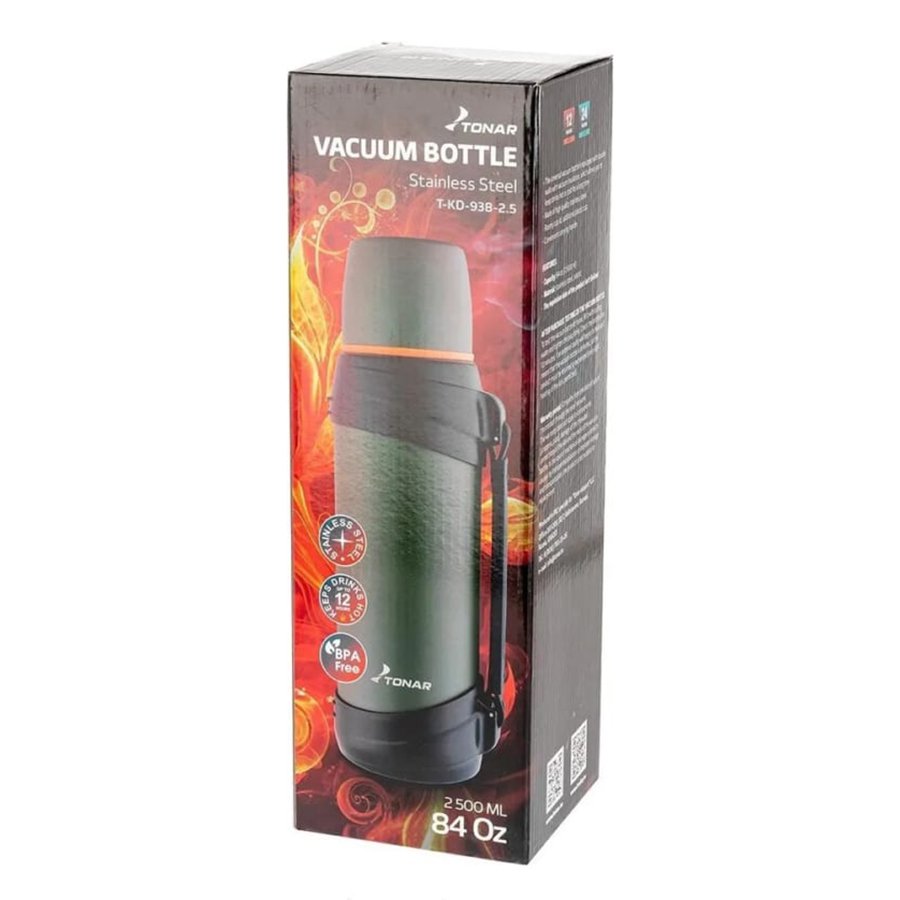 картинка Термос ТОНАР 2500ML хаки (дополн.пласт.чашка, ручка)