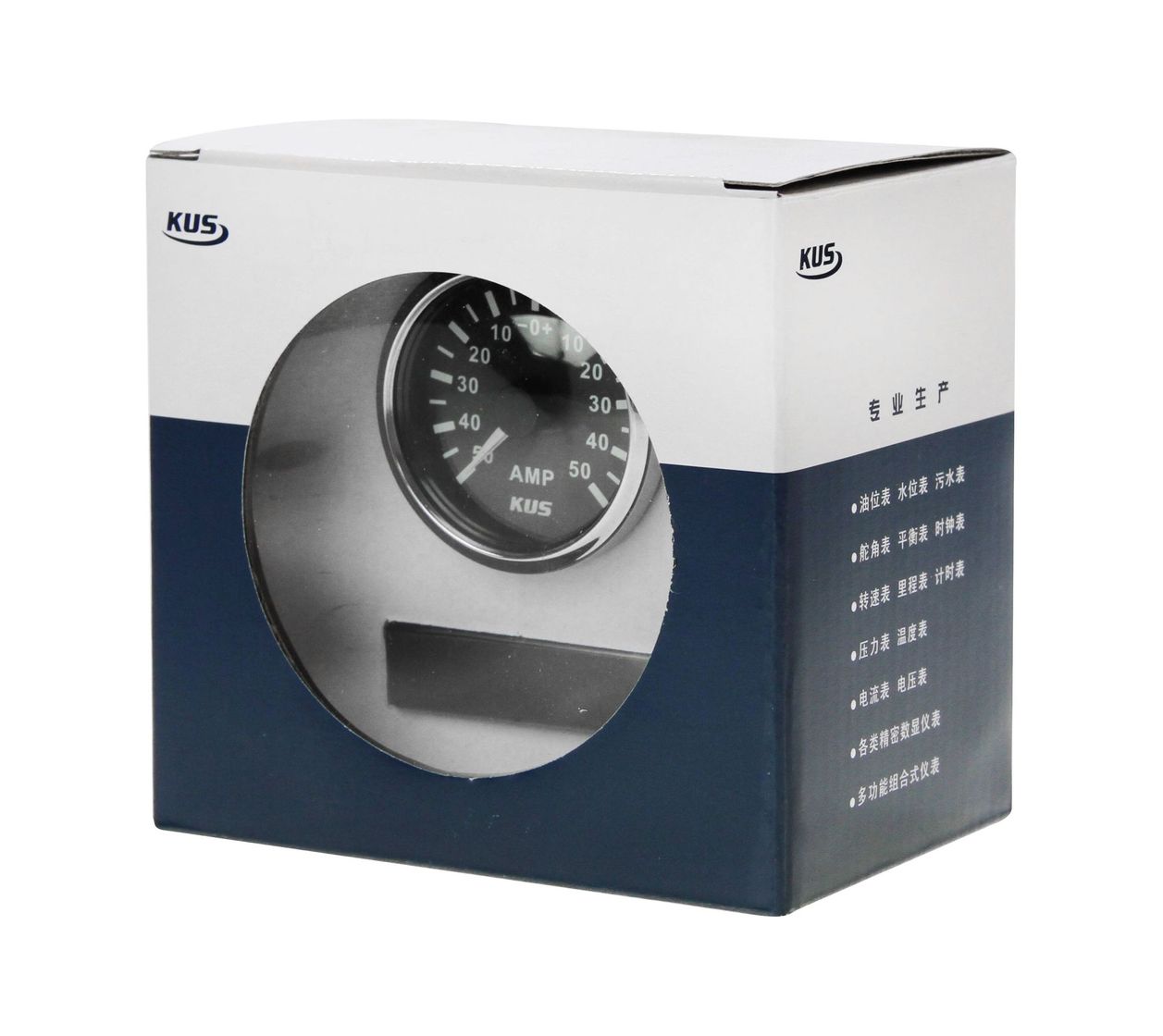 картинка Амперметр аналоговый -/+50 А, черный циферблат, нержавеющий ободок, д. 52 мм