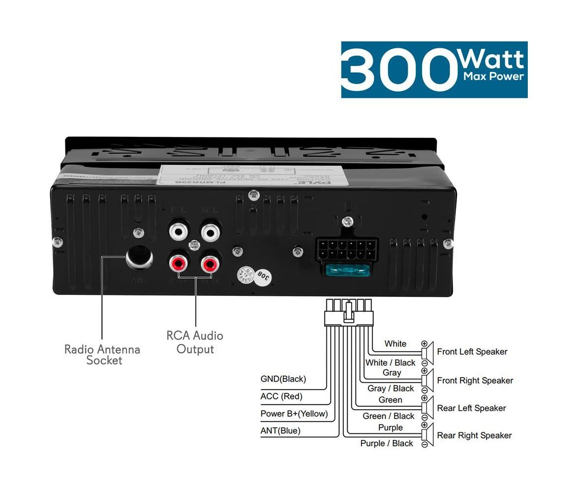 картинка Морская магнитола 1DIN PYLE PLMRB29B