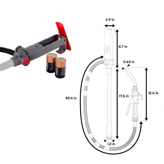 картинка Насос TREP01 для бензина на батарейках с пистолетом (9 л/мин)