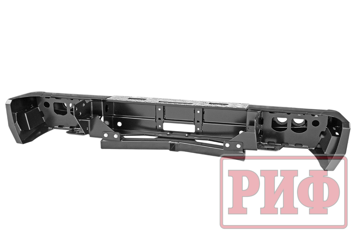 картинка Бампер задний РИФ для Toyota Tundra 2007+ с площадкой под лебёдку, квадратом под фаркоп и фонарями