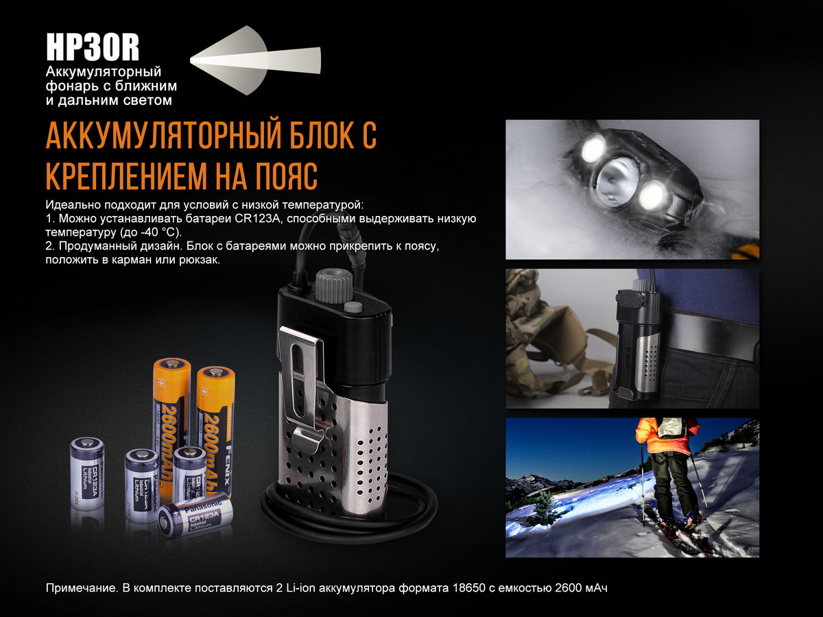 картинка Налобный фонарь Fenix HP30R серый