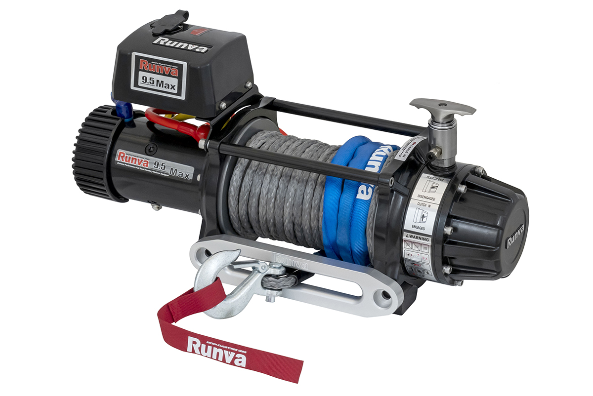 картинка Лебёдка Runva EWB9500MAX-Q-SSRMAC 4350кг 12V влагозащищенная, комбинированный роспуск, синтетика