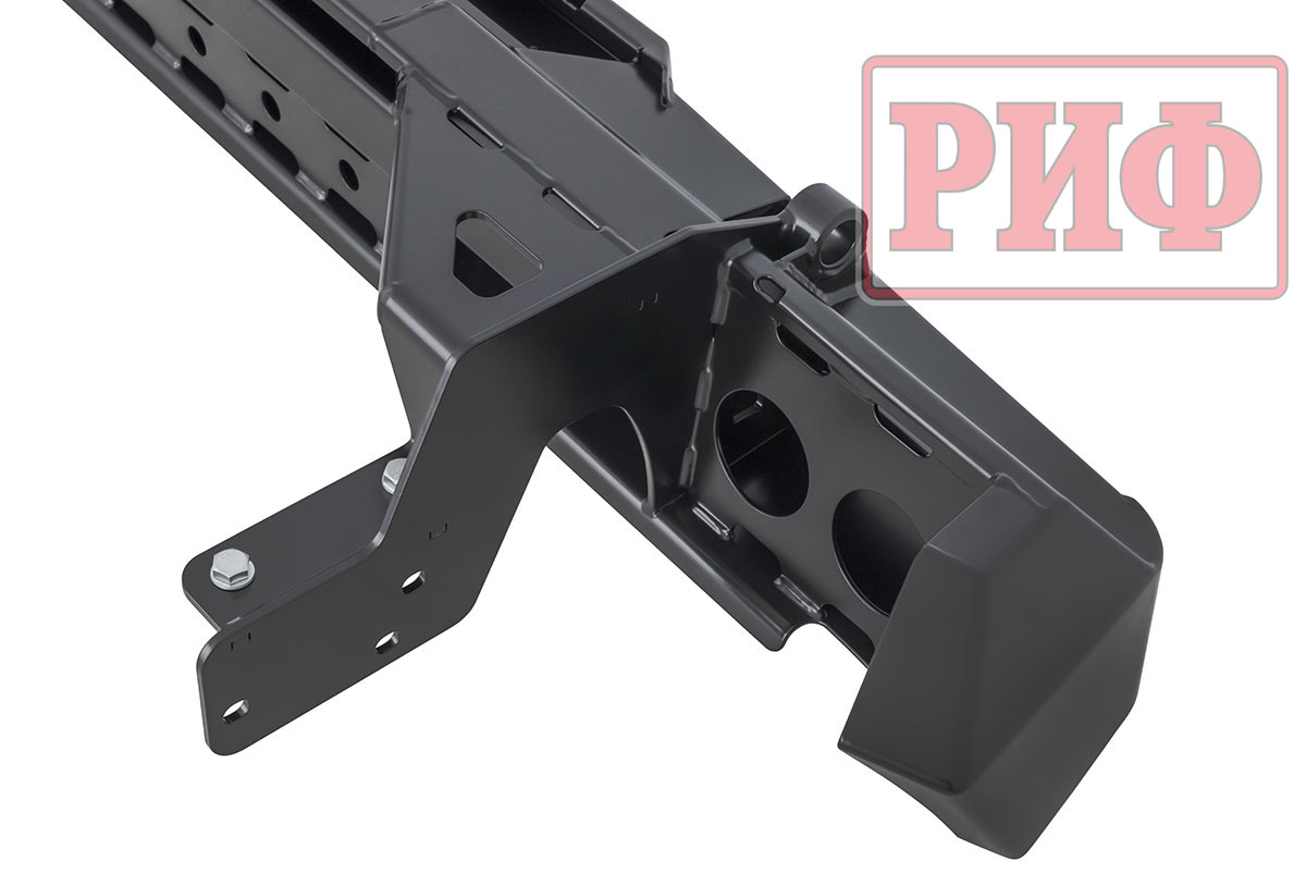 картинка Бампер задний РИФ Isuzu D-MAX с квадратом под фаркоп и фонарями, стандарт