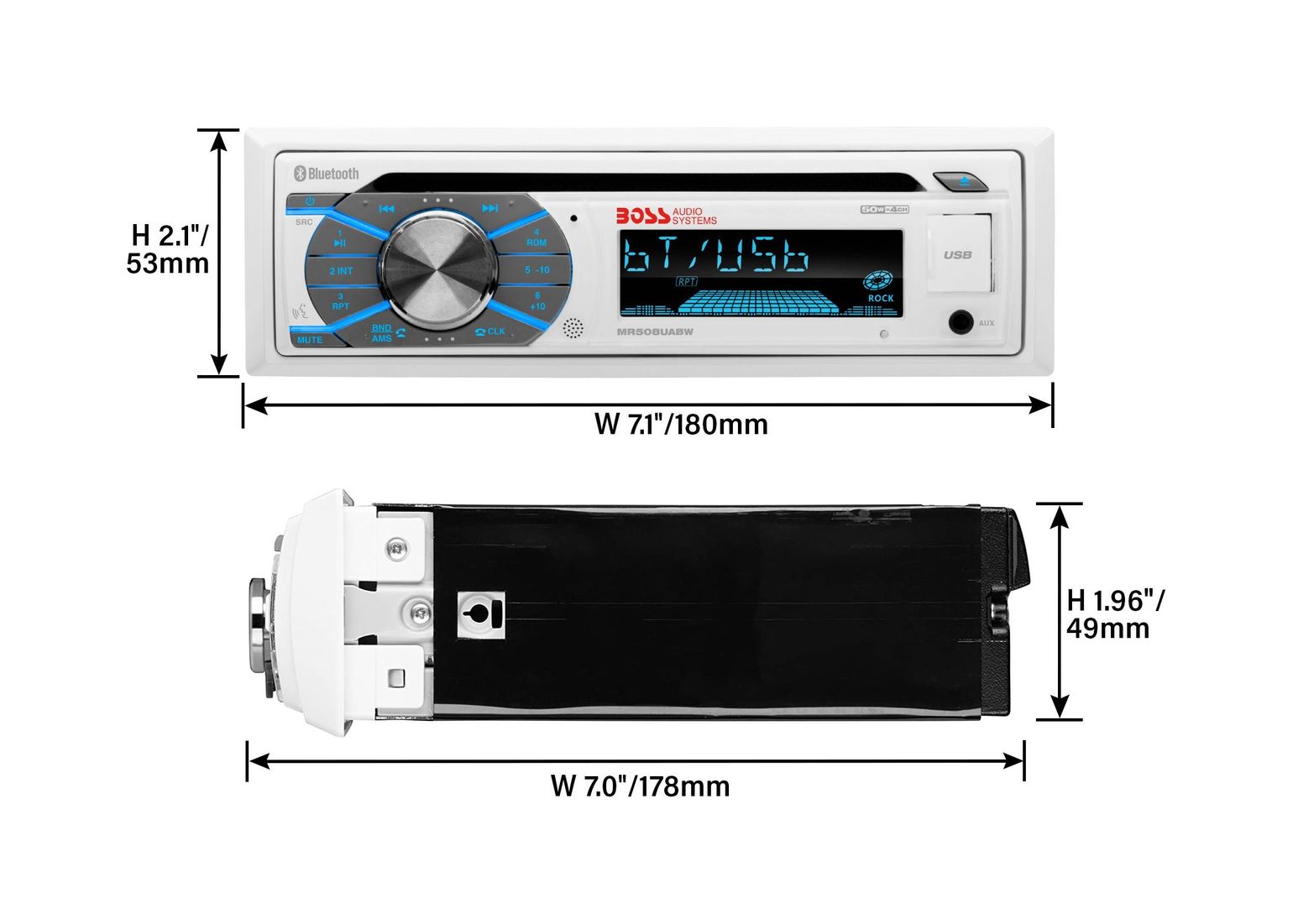 картинка Морская магнитола 1DIN BOSS MR508UABW