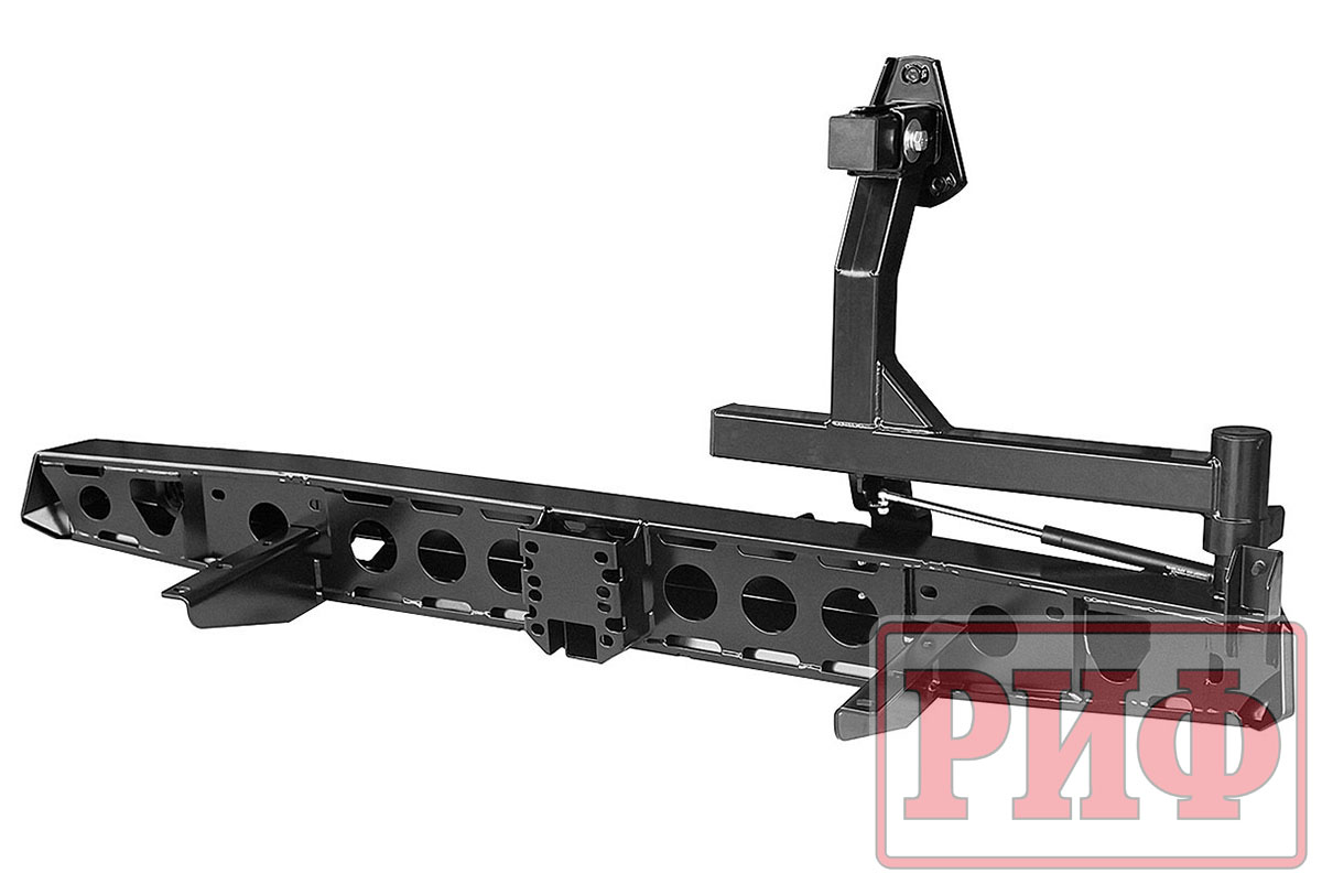 картинка Бампер задний РИФ УАЗ Буханка с квадратом под фаркоп, калиткой (слева), подсветкой номера, стандарт