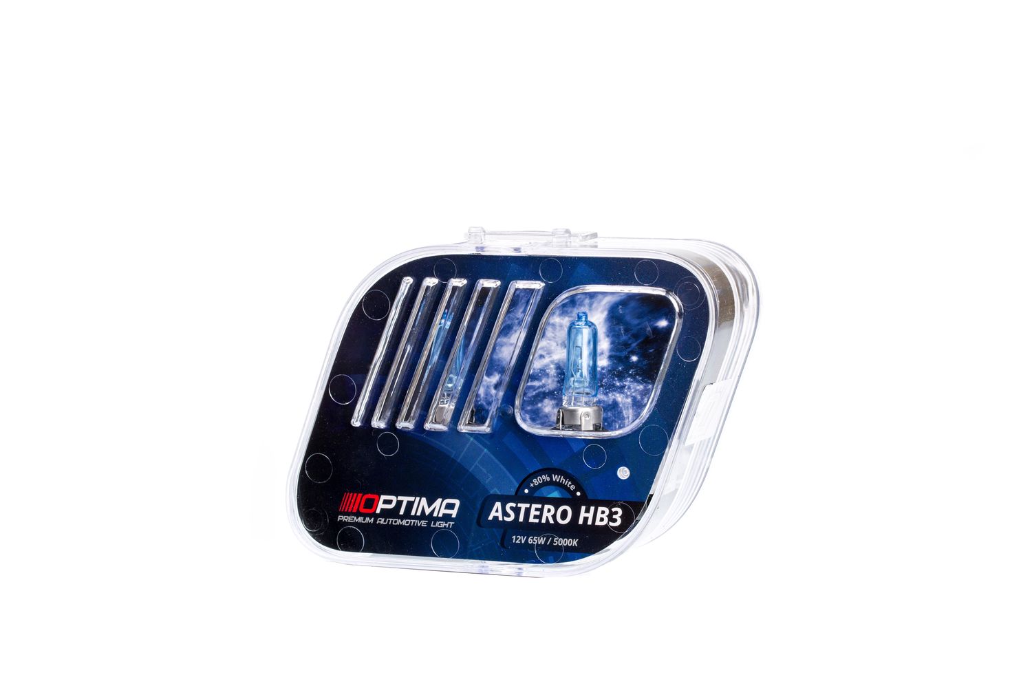 Галогенные лампы Optima Astero HB3 +80% White 5000K, 12V, 65W