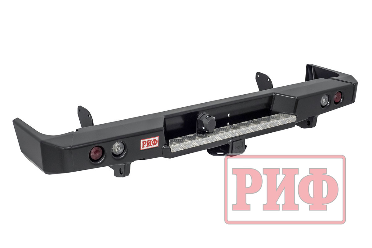 картинка Бампер задний РИФ Toyota Land Cruiser 78 2007+ с квадратом под фаркоп и фонарями стандарт