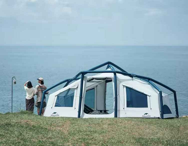 картинка Палатка Naturehike Lingfeng Air 12.0 2-местная, быстросборная, надувной каркас, бело-голубая
