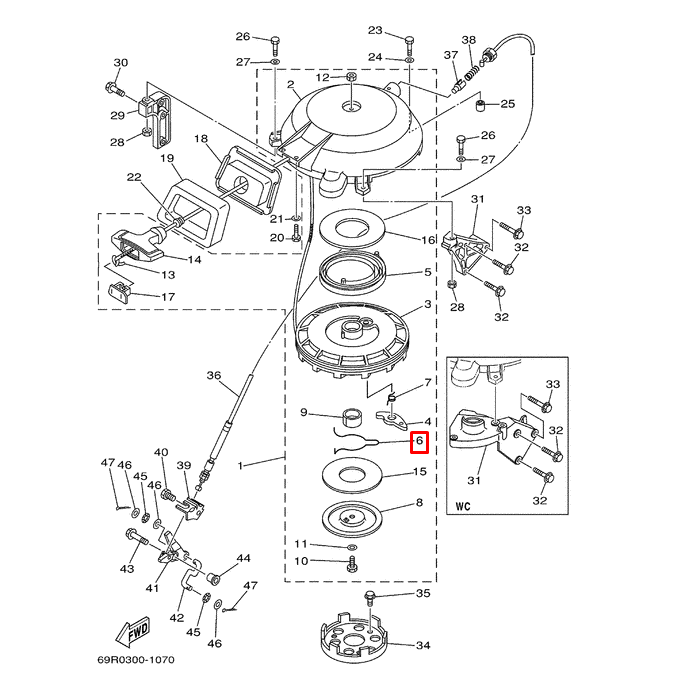 картинка Пружина стартера Yamaha 25-30 (YUELANG)