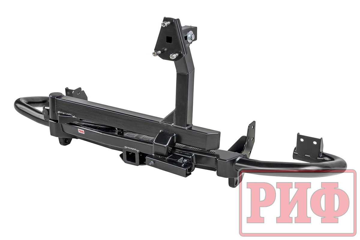 картинка Бампер задний РИФ УАЗ Патриот 2005+ c квадратом под фаркоп и калиткой, стандарт