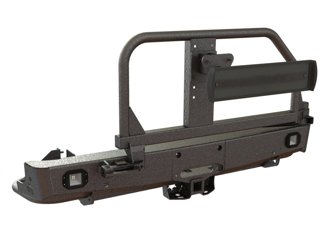 картинка Бампер задний Toyota Hilux 2015+ лебедка, калитка центр (УСИЛЕННАЯ), ПТФ