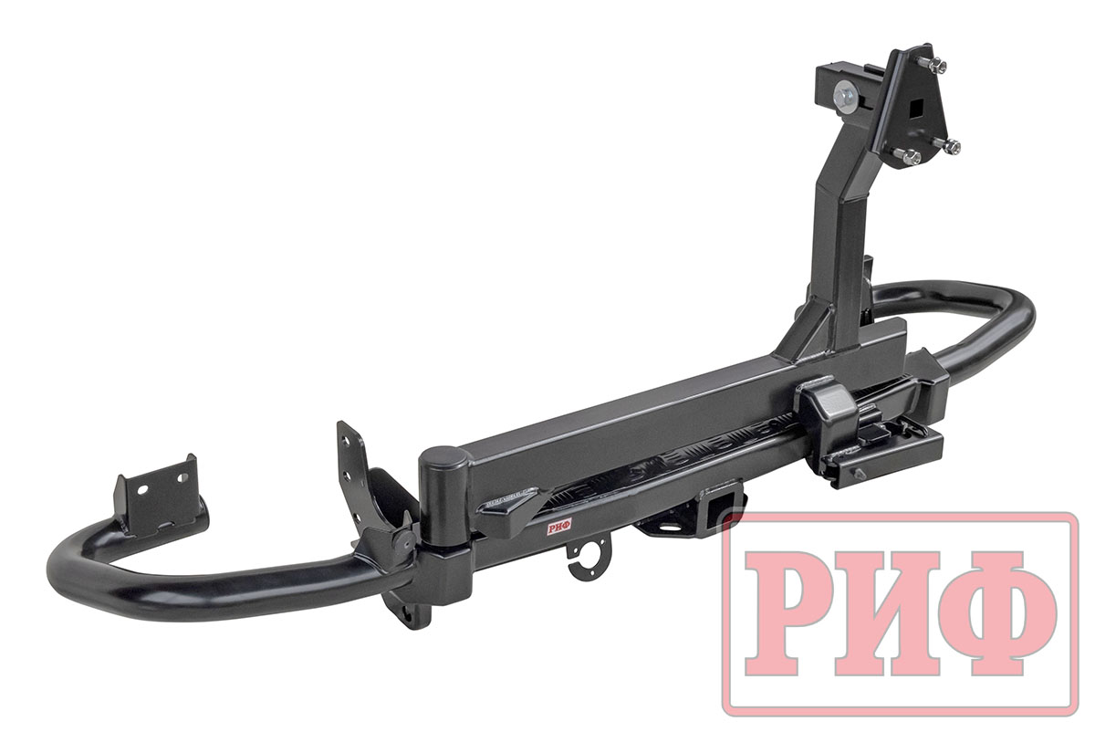 картинка Бампер задний РИФ УАЗ Патриот 2005+ c квадратом под фаркоп и калиткой, стандарт