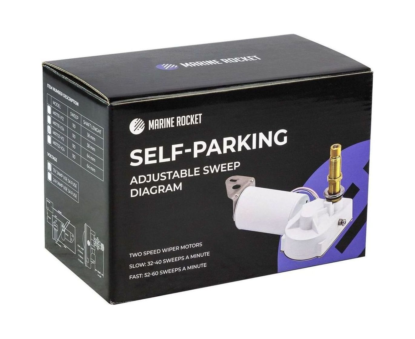 картинка Электропривод стеклоочистителя 24 В (ось 2"), Marine Rocket