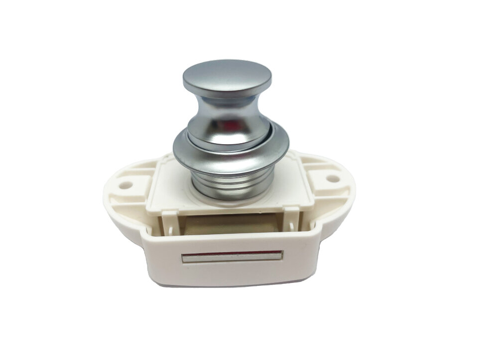 картинка Кнопка-замок мебельный BL01N-WPC белый (кнопка матовое серебро)