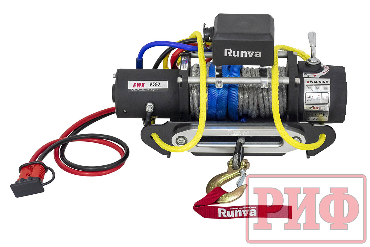 картинка Переносная лебедка РИФ 9500SR c квадратом для фаркопа, синтетика (облегченная)