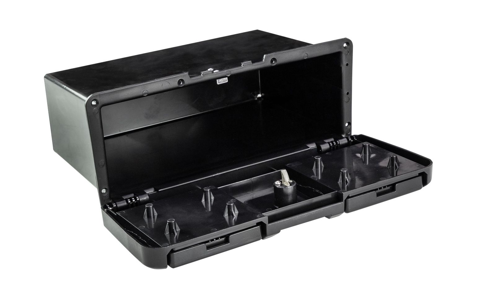 картинка Ящик для мелочей врезной, с замком и складными подстаканниками, черный