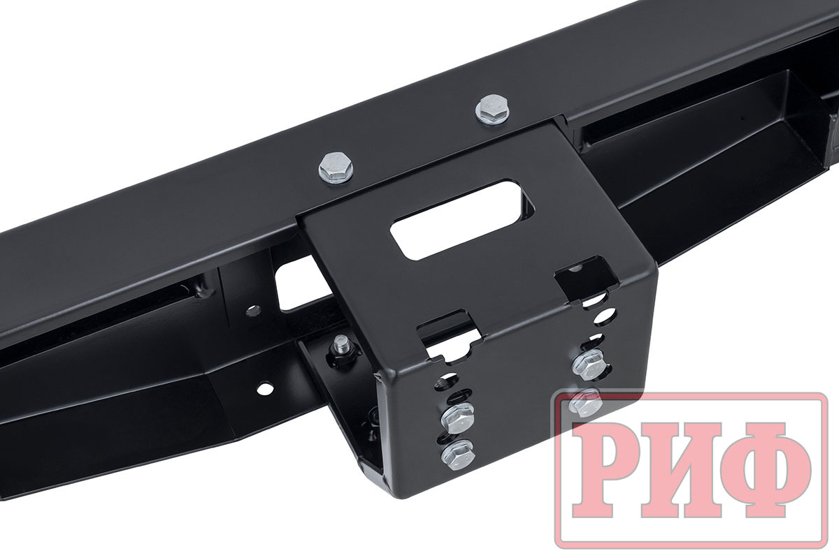 картинка Бампер РИФ задний УАЗ Хантер с площадкой под лебедку, калиткой (справа) и фонарями, лифт 65 мм