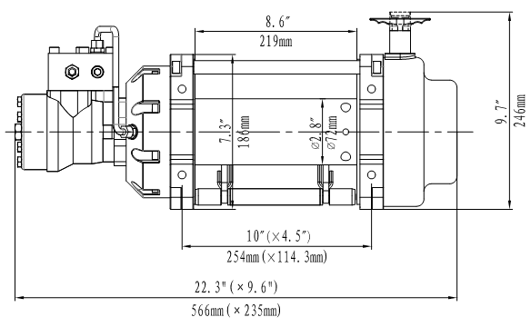 картинка Гидравлическая лебедка Runva 10000 lbs 4536 кг 25.5:1 в раму