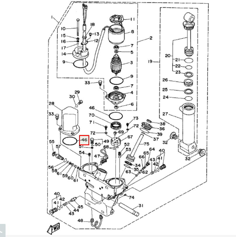 картинка Кольцо уплотнительное гидроподъемника Yamaha 40-225 (Япония)