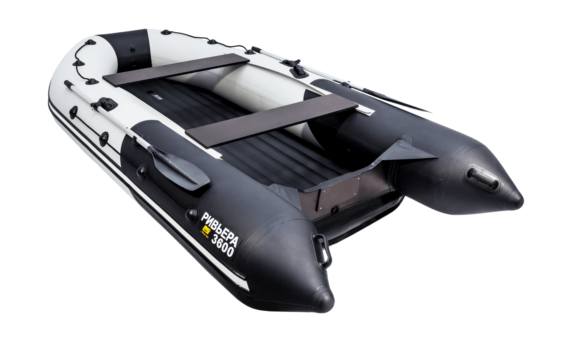 картинка Надувная лодка ПВХ, Ривьера 3600 НДНД Комби, киль, светло-серый/черный