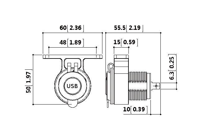 картинка Разъем USB 5В 3.1А для крепления под приборную панель
