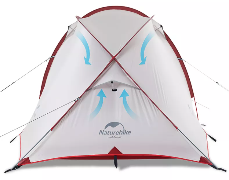 картинка Палатка Naturehike Hiby Si 4-местная, алюминиевый каркас, серо-красный