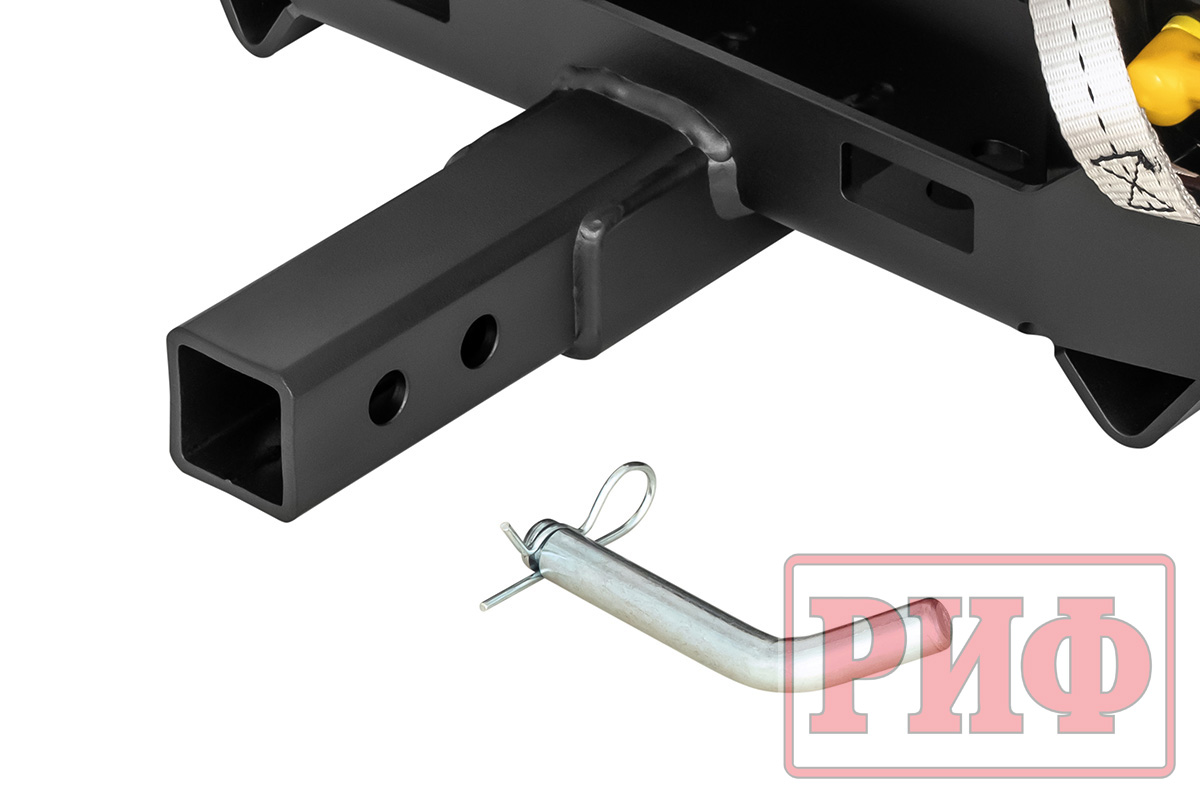 картинка Лебёдка переносная 12000 РИФ c квадратом для фаркопа, стальной трос облегченная