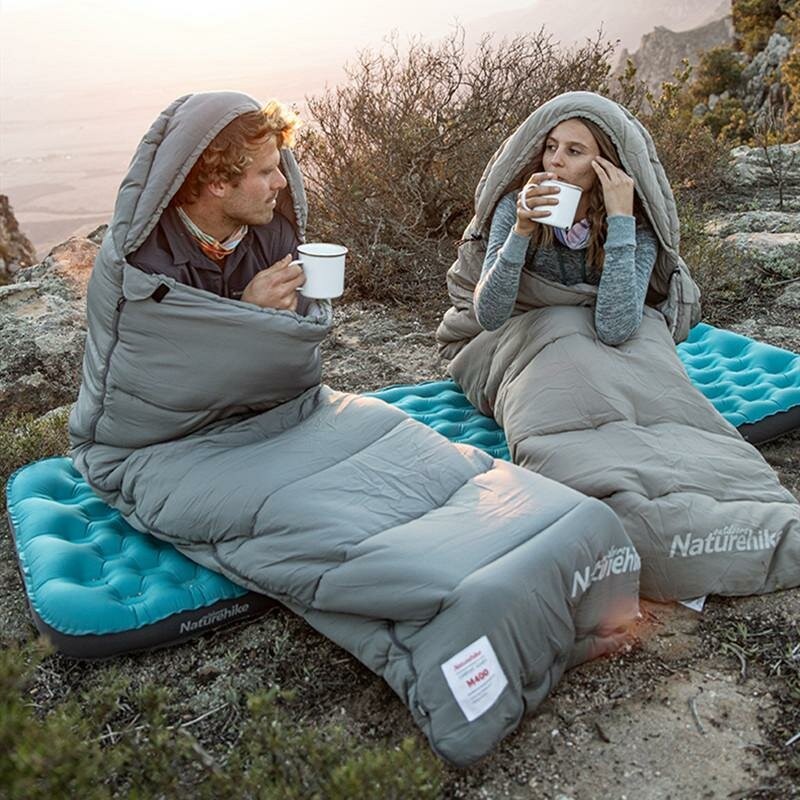 Мешок спальный  конверт Naturehike NH20MSD02 водоотталкивающий с капюшоном зеленый, 6927595748145