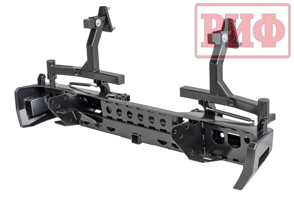 картинка Бампер задний РИФ Toyota Tundra 2007+ с квадратом под фаркоп, 2-мя калитками и фонарями